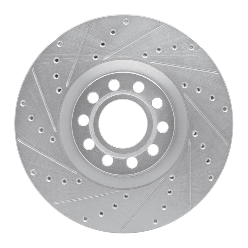 R1 Concepts 99-04 Audi A6 Quattro Front Left Drilled & Slotted Silver Brake Rotor