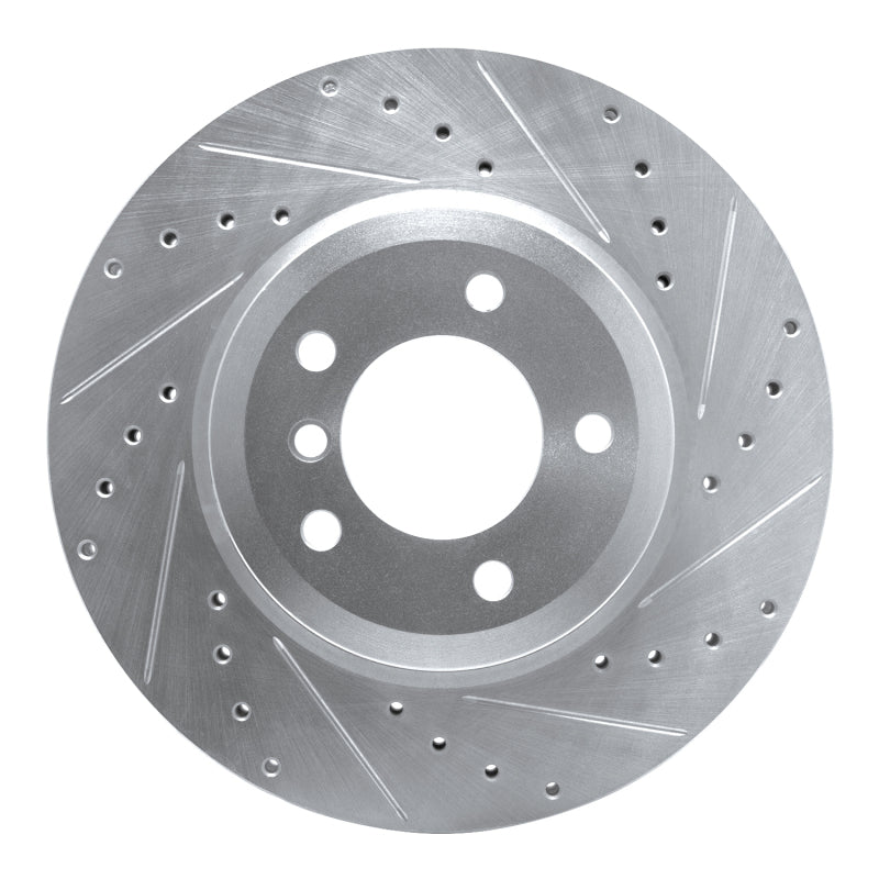 R1 Concepts 01-08 BMW 330CI Front Right Drilled & Slotted Silver Brake Rotor