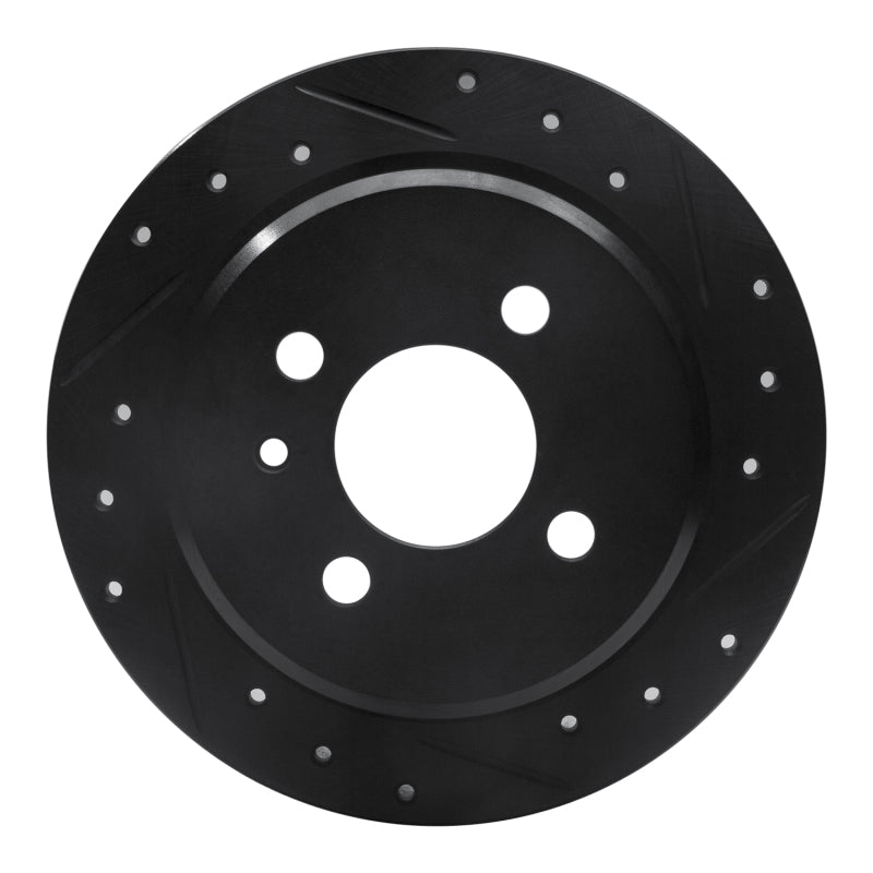 R1 Concepts 84-91 BMW 325I (USA/Canada) Rear Right Drilled & Slotted Black Brake Rotor