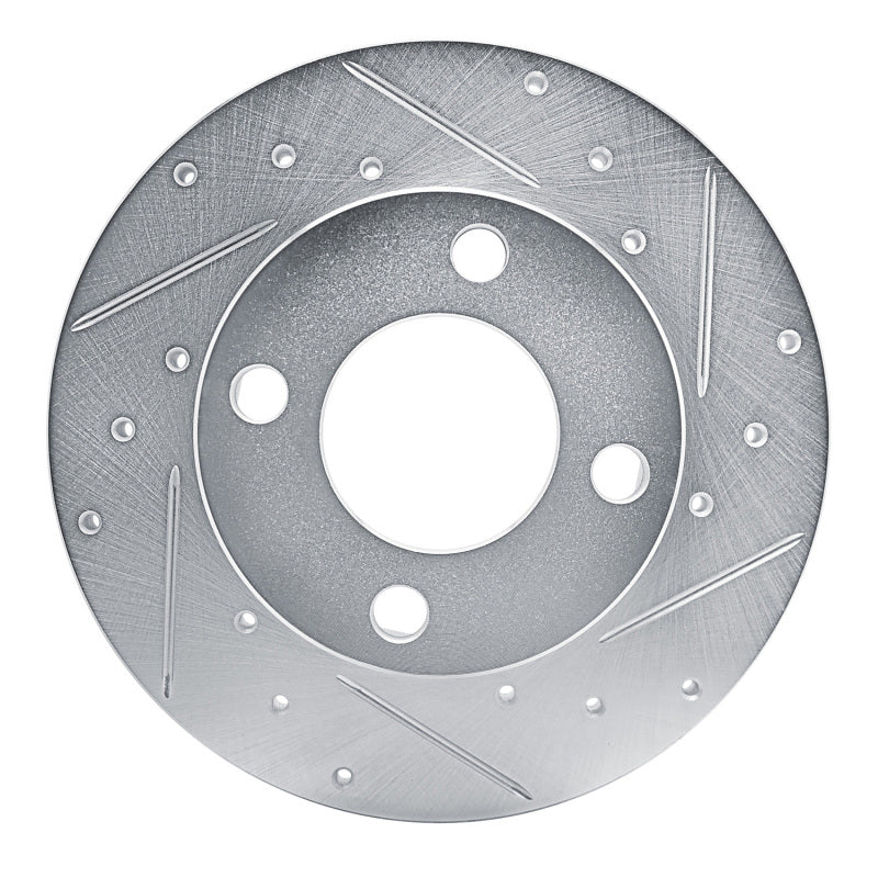 R1 Concepts 78-85 Audi 5000 Front Right Drilled & Slotted Silver Brake Rotor