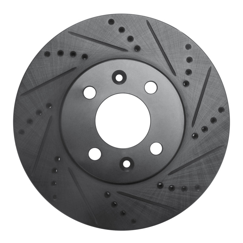 R1 Concepts 88-98 Saab 9000 Front Right Drilled & Slotted Black Brake Rotor
