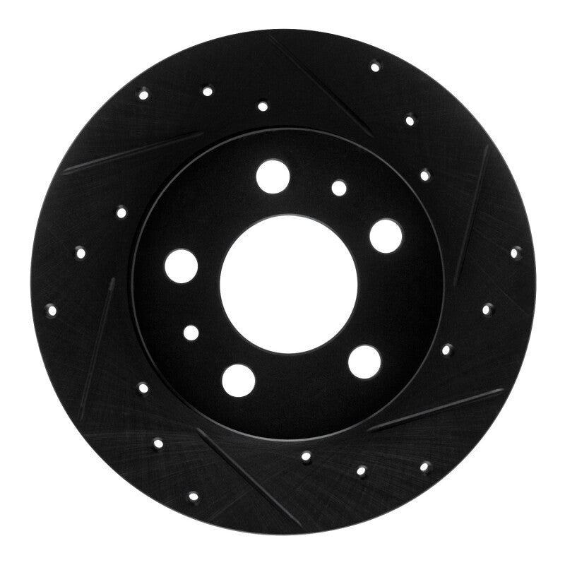 R1 Concepts 67-72 Volvo 164 Front Right Drilled & Slotted Black Brake Rotor