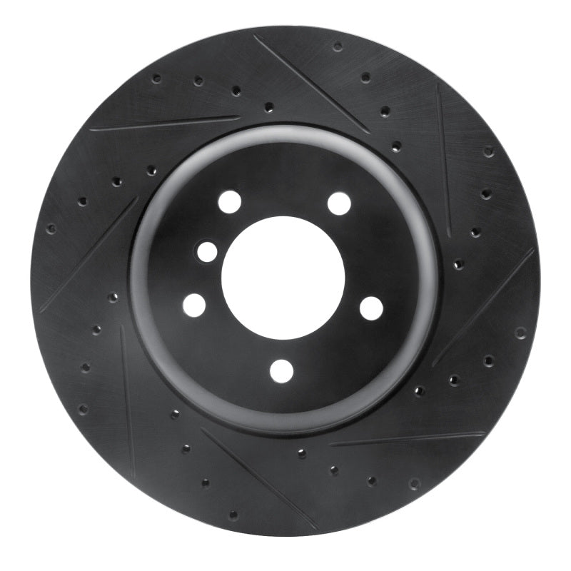 R1 Concepts 11-16 BMW Z4 Front Right Drilled & Slotted Black Brake Rotor