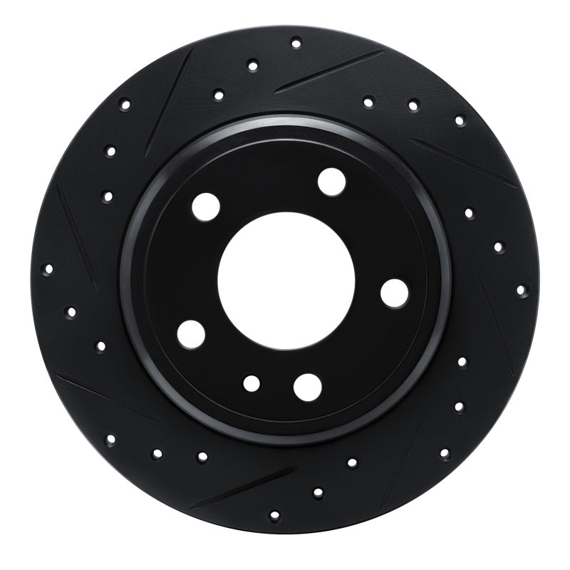 R1 Concepts 87-92 BMW 735IL Rear Left Drilled & Slotted Black Brake Rotor