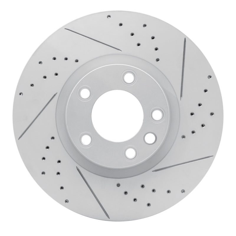 R1 Concepts 11-18 Porsche Cayenne Left Front Drilled & Slotted Geo-Carbon Rotor