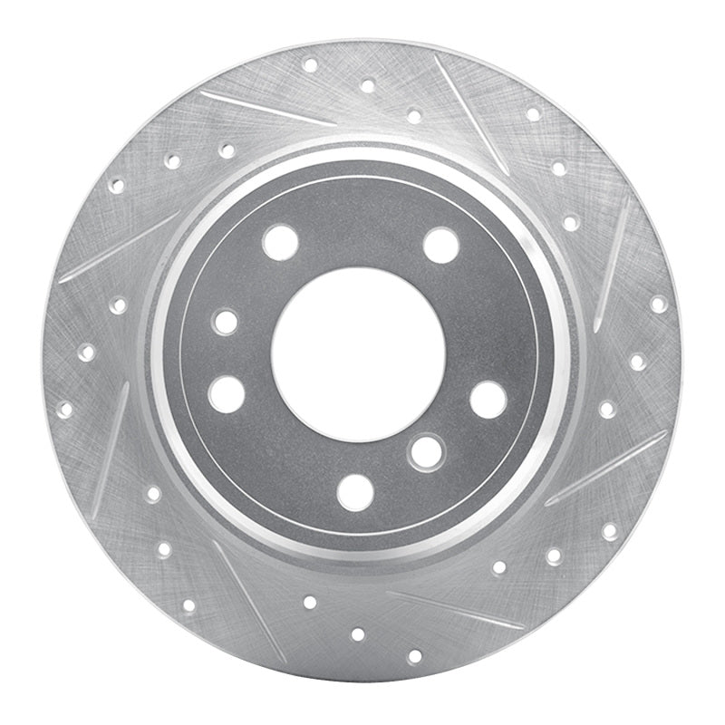 R1 Concepts 89-95 BMW 525I (USA/Canada) Rear Right Drilled & Slotted Silver Brake Rotor