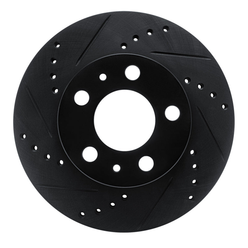 R1 Concepts 76-93 Volvo 262 Front Left Drilled & Slotted Black Brake Rotor