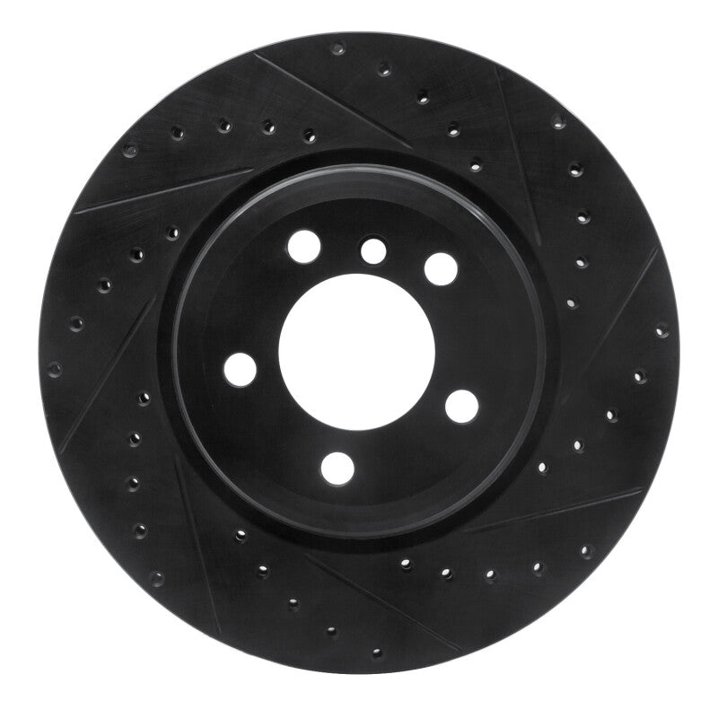 R1 Concepts 05-08 BMW 760I Rear Right Drilled & Slotted Black Brake Rotor