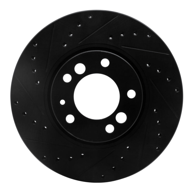 R1 Concepts 91-93 BMW M5 Front Left Drilled & Slotted Black Brake Rotor