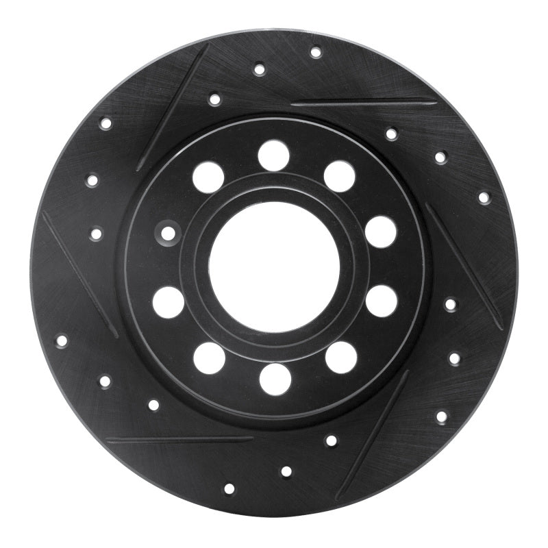 R1 Concepts 10-19 Audi A3 Rear Left Drilled & Slotted Black Brake Rotor