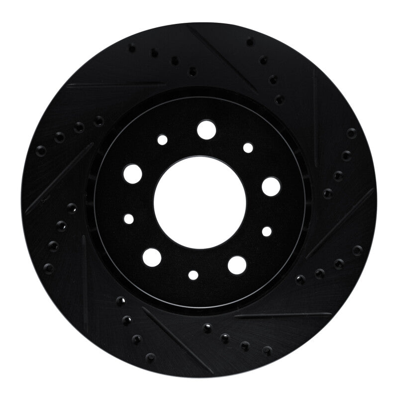 R1 Concepts 82-92 Volvo 740 Front Right Drilled & Slotted Black Brake Rotor