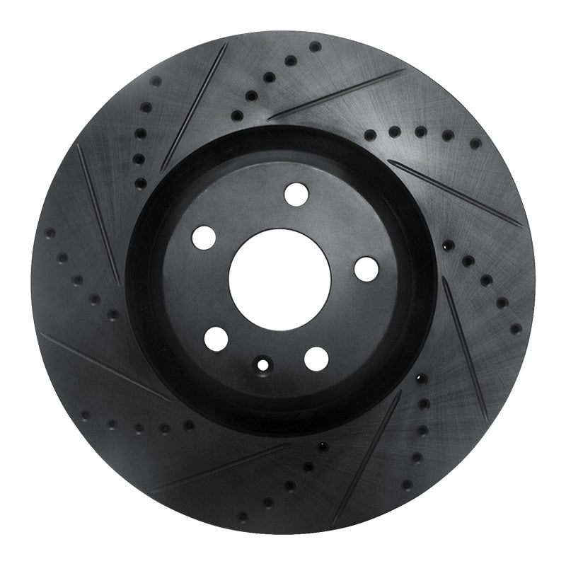 R1 Concepts 08-11 Audi TT Quattro Front Left Drilled & Slotted Black Brake Rotor