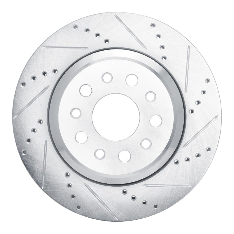R1 Concepts 14-16 Maserati Ghibli Rear Right Drilled & Slotted Silver Brake Rotor