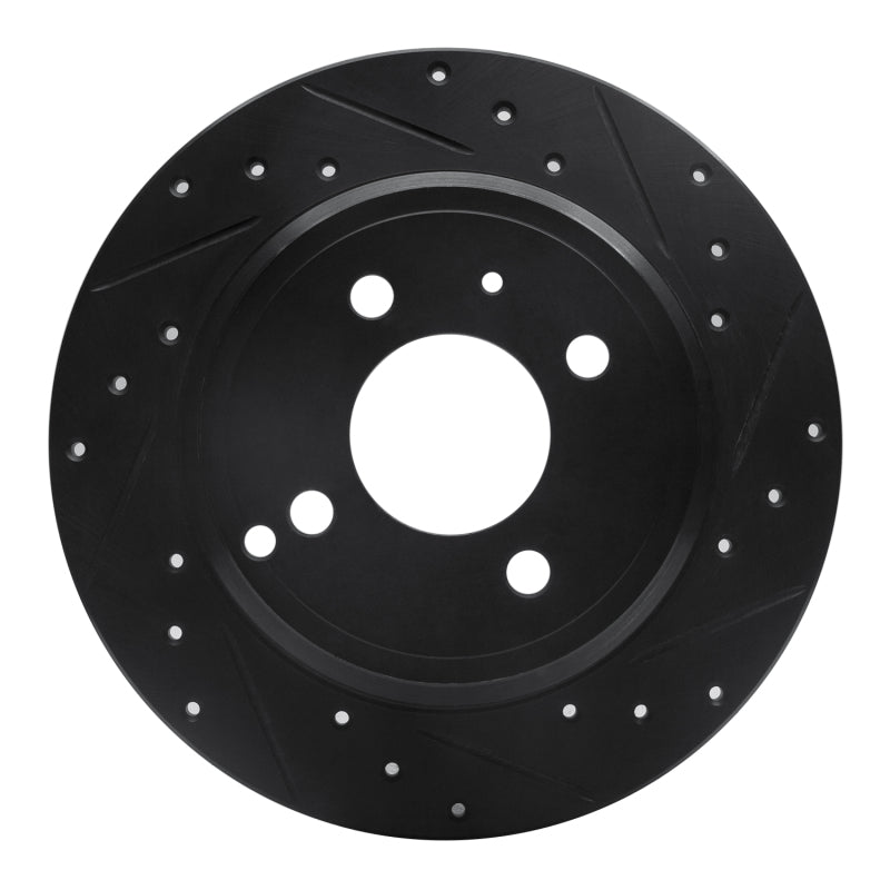 R1 Concepts 93-95 Volvo 850 Rear Right Drilled & Slotted Black Brake Rotor