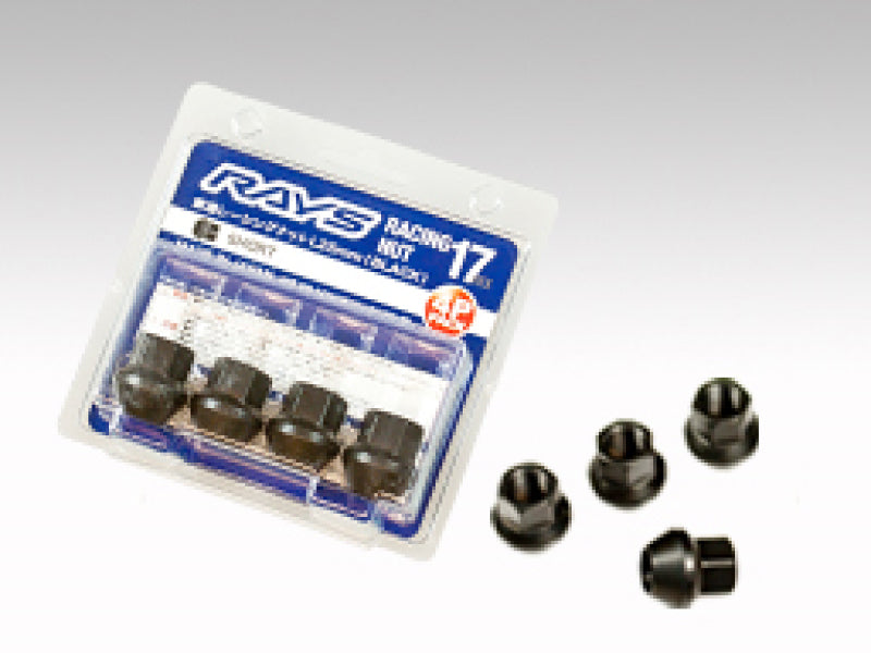 Rays Wheels 17 Hex Racing Nut Set L25 Short Type 12x1.50 - Black Chromate (4 Pieces)