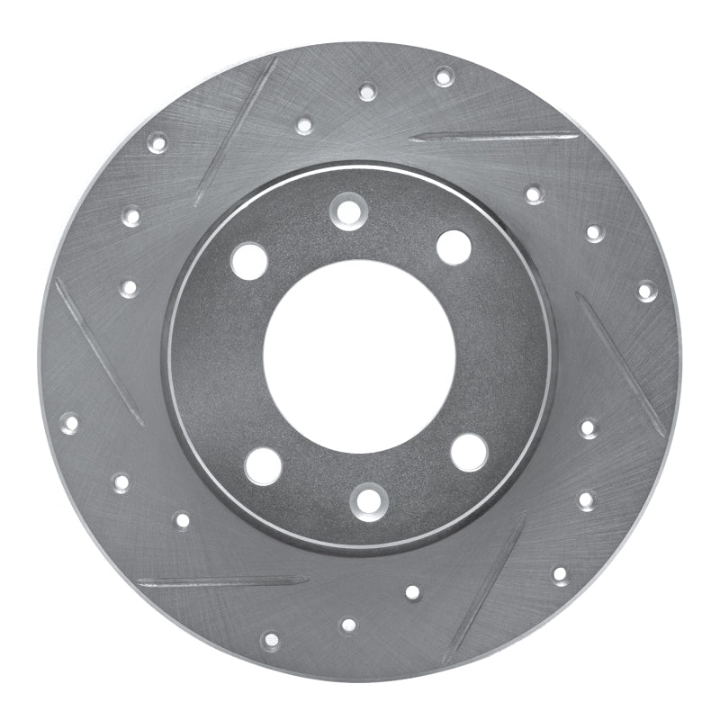 R1 Concepts 89-91 Peugeot 405 Rear Left Drilled & Slotted Silver Brake Rotor