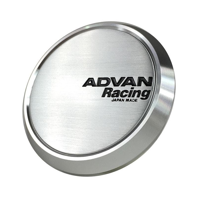 Advan 63mm Flat Center Cap - Platinum Silver w/ Black Letters