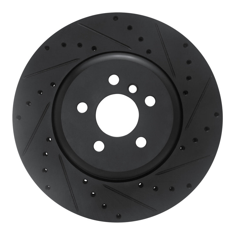 R1 Concepts 17-25 BMW 330I Front Right Drilled & Slotted Black Brake Rotor