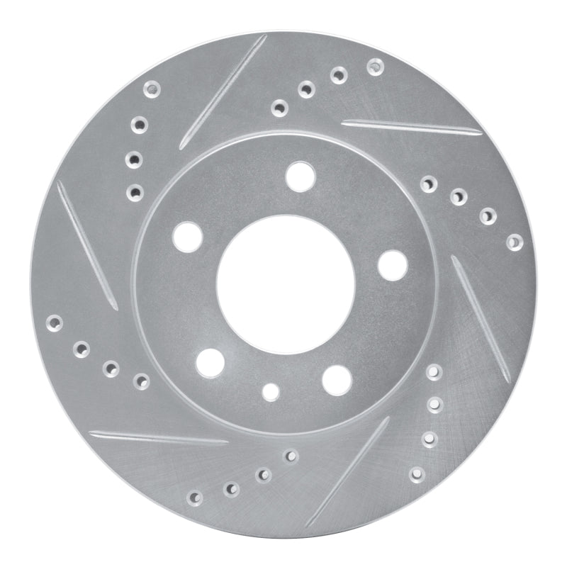 R1 Concepts 82-90 Volvo 760 Series Front Left Drilled & Slotted Silver Brake Rotor