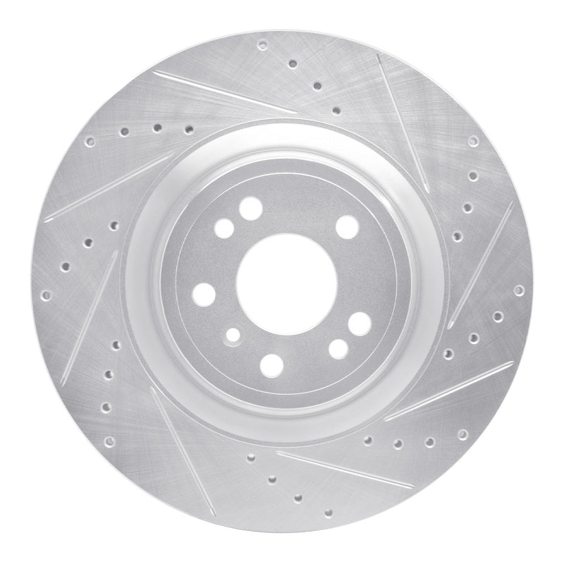 R1 Concepts 13-19 Mercedes-Benz GL350 Front Right Drilled & Slotted Silver Brake Rotor