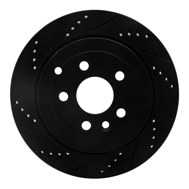 R1 Concepts 08-12 Land Rover LR2 Rear Left Drilled & Slotted Black Brake Rotor