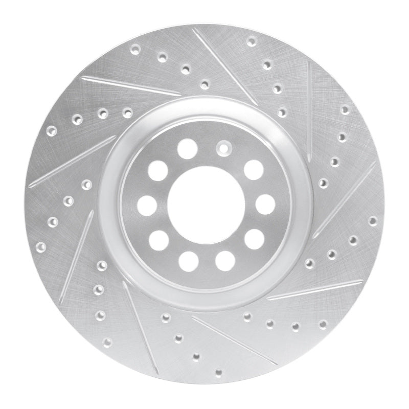 R1 Concepts 00-06 Audi TT Front Right Drilled & Slotted Silver Brake Rotor
