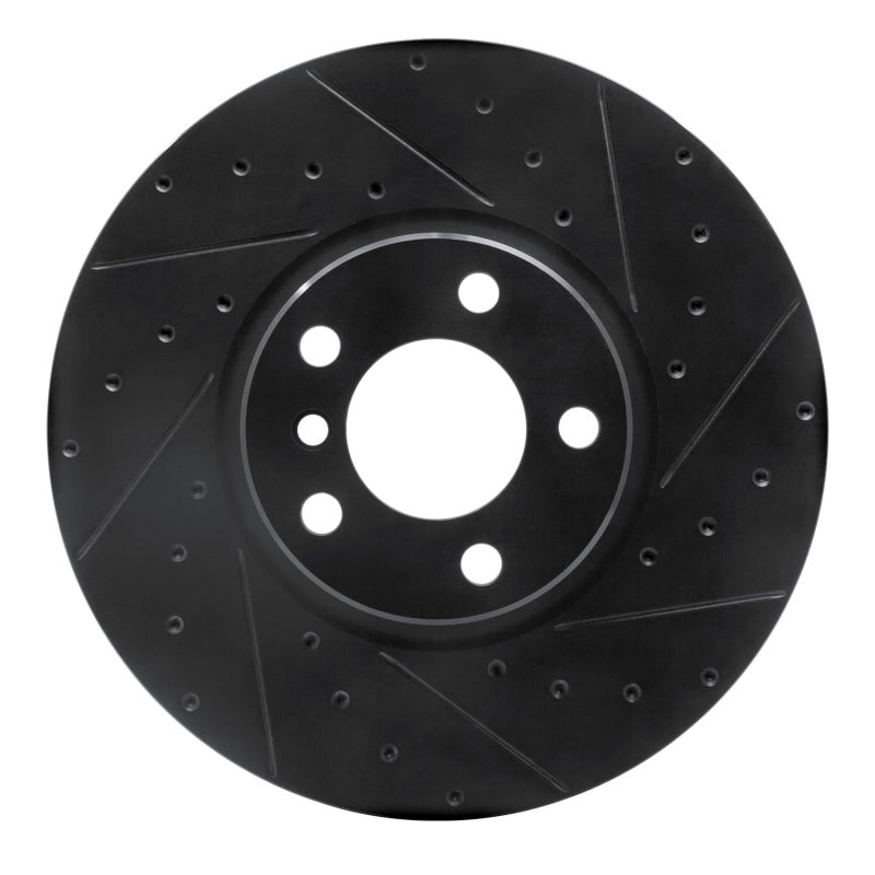 R1 Concepts 16-18 BMW X4 Right Front Drilled & Slotted Black Brake Rotor