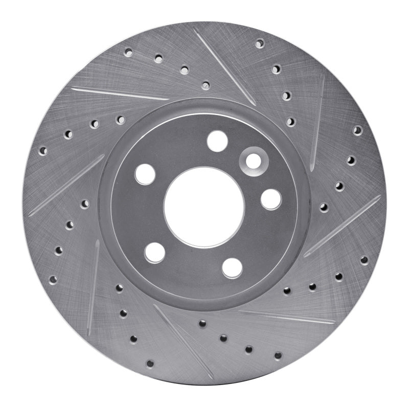 R1 Concepts 07-18 Land Rover Range Rover Evoque Front Right Drilled & Slotted Silver Brake Rotor