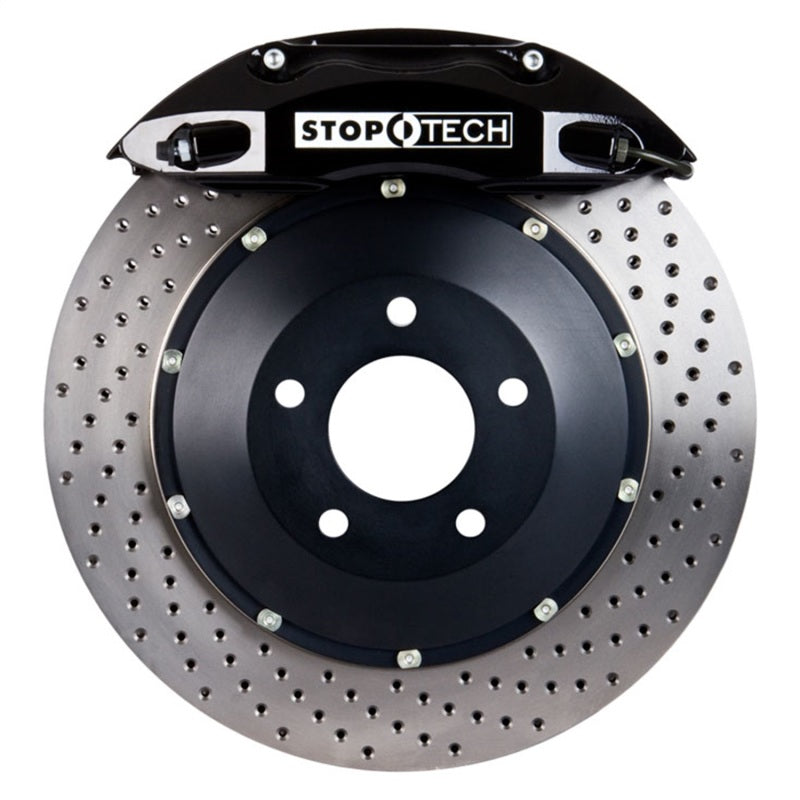 StopTech BMW 14-15 335i/Active Hybrid 3 Rear BBK w/Black ST40 Calipers Drilled 345X28mm Rotors