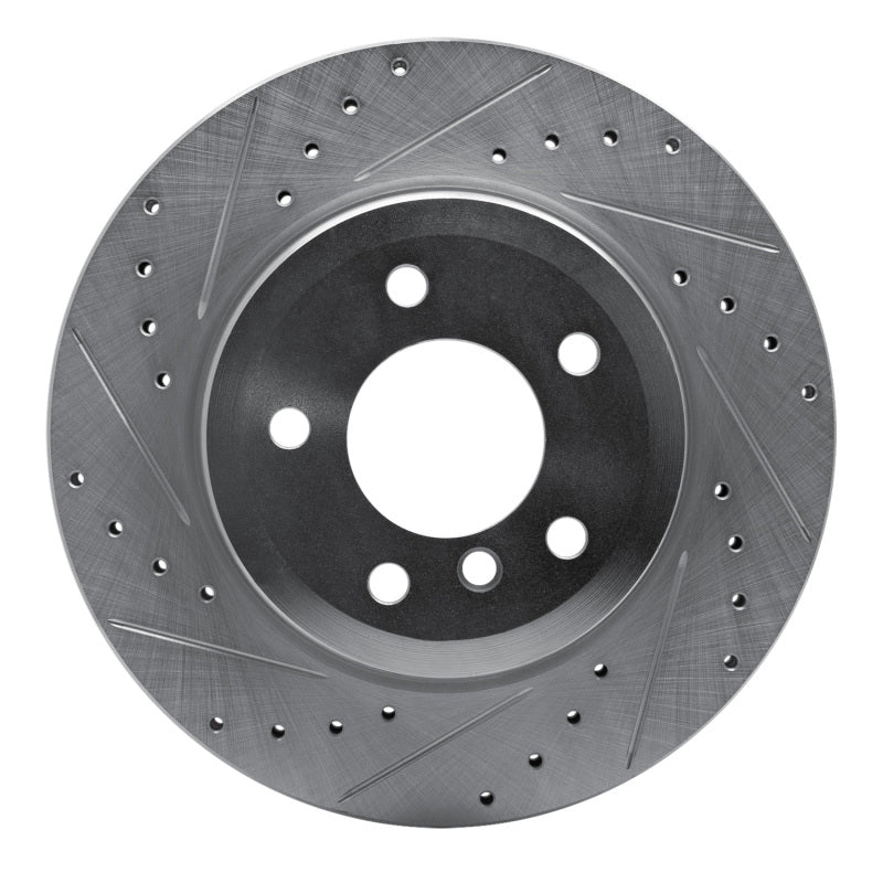 R1 Concepts 08-13 BMW 135I Rear Left Drilled & Slotted Silver Brake Rotor