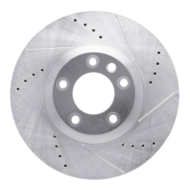 R1 Concepts 11-18 Porsche CAYENNE Left Front Drilled & Slotted Silver Brake Rotor