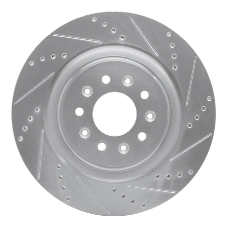 R1 Concepts 00-06 Jaguar XJR Front Right Drilled & Slotted Silver Brake Rotor