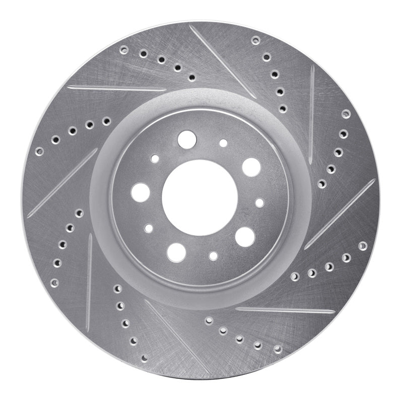 R1 Concepts 04-07 Volvo V70 Front Right Drilled & Slotted Silver Brake Rotor