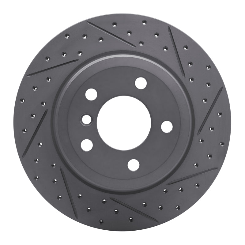 R1 Concepts 07-19 BMW X5 Rear Right Drilled & Slotted Geo-Carbon Rotor