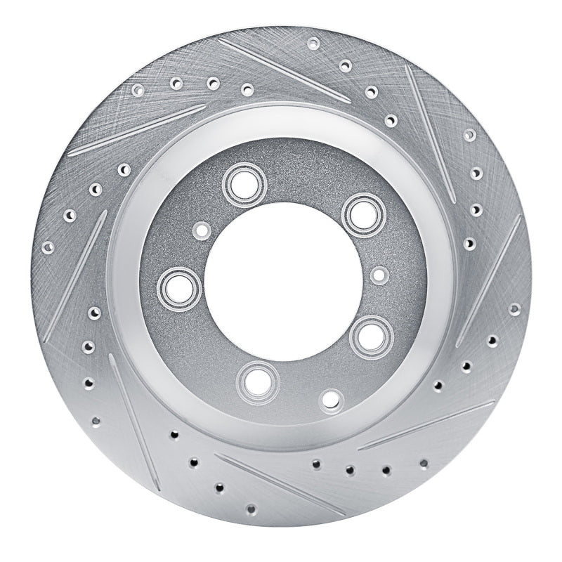 R1 Concepts 2019-2023 Porsche Cayenne Rear Right Drilled & Slotted Silver Brake Rotor