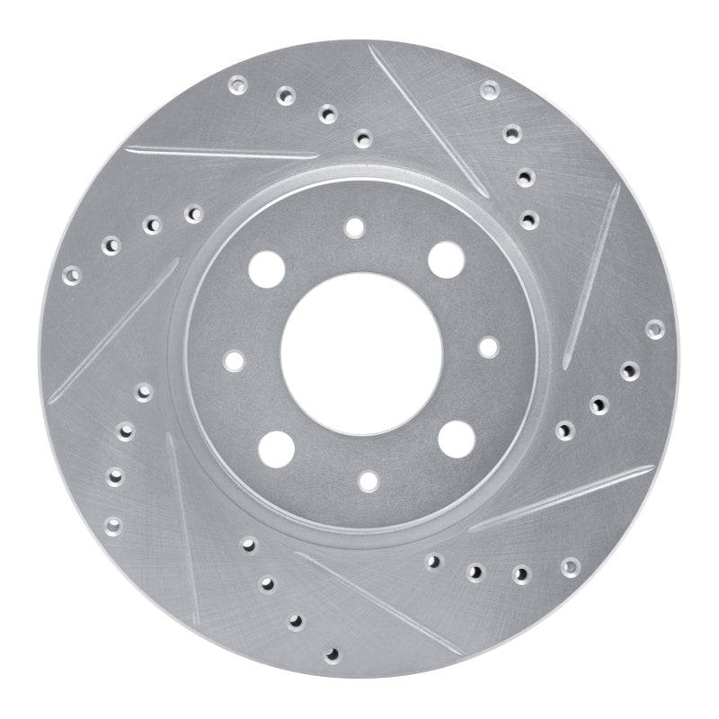 R1 Concepts 93-95 Volvo 850 Front Right Drilled & Slotted Silver Brake Rotor