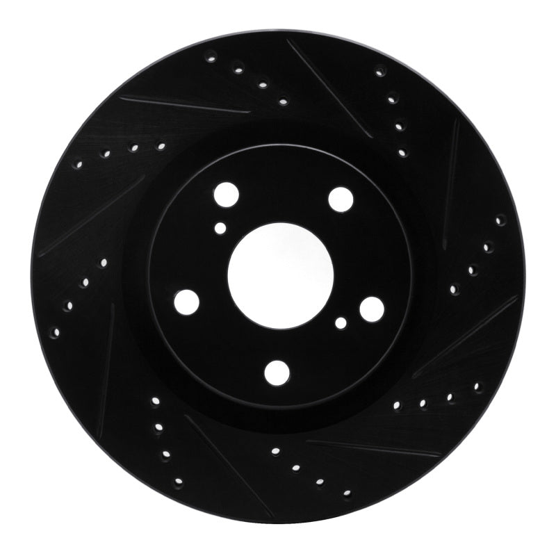 R1 Concepts 20-25 Land Rover Discovery Front Right Drilled & Slotted Black Brake Rotor