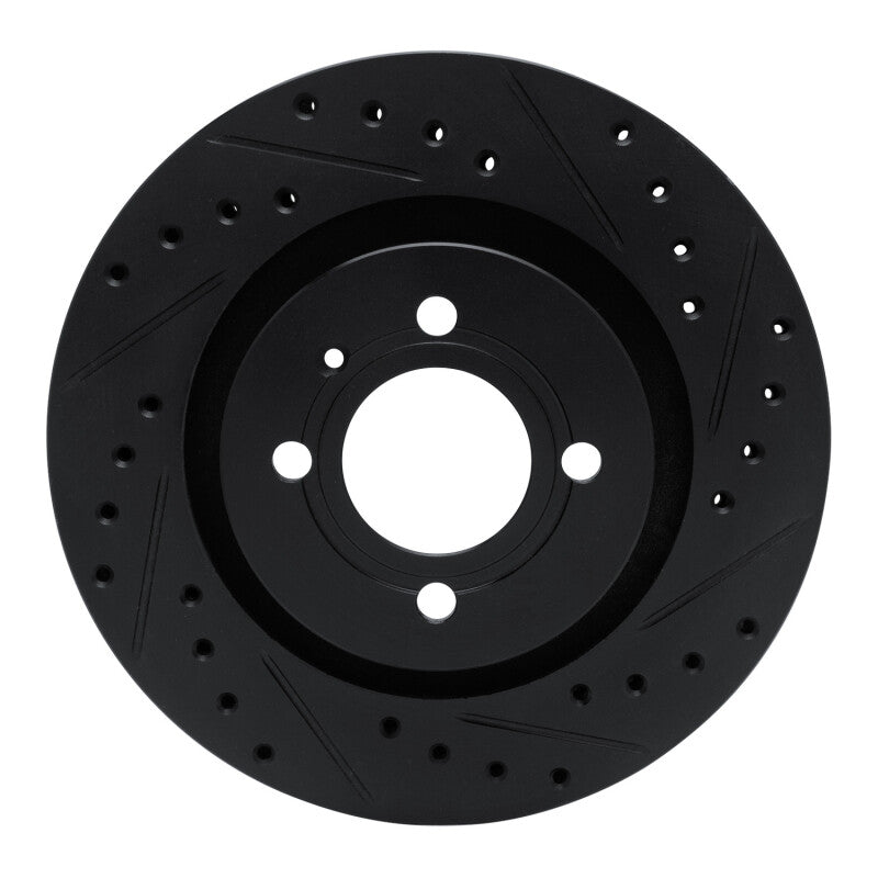 R1 Concepts 90-93 Volkswagen CORRADO Front Right Drilled & Slotted Black Brake Rotor