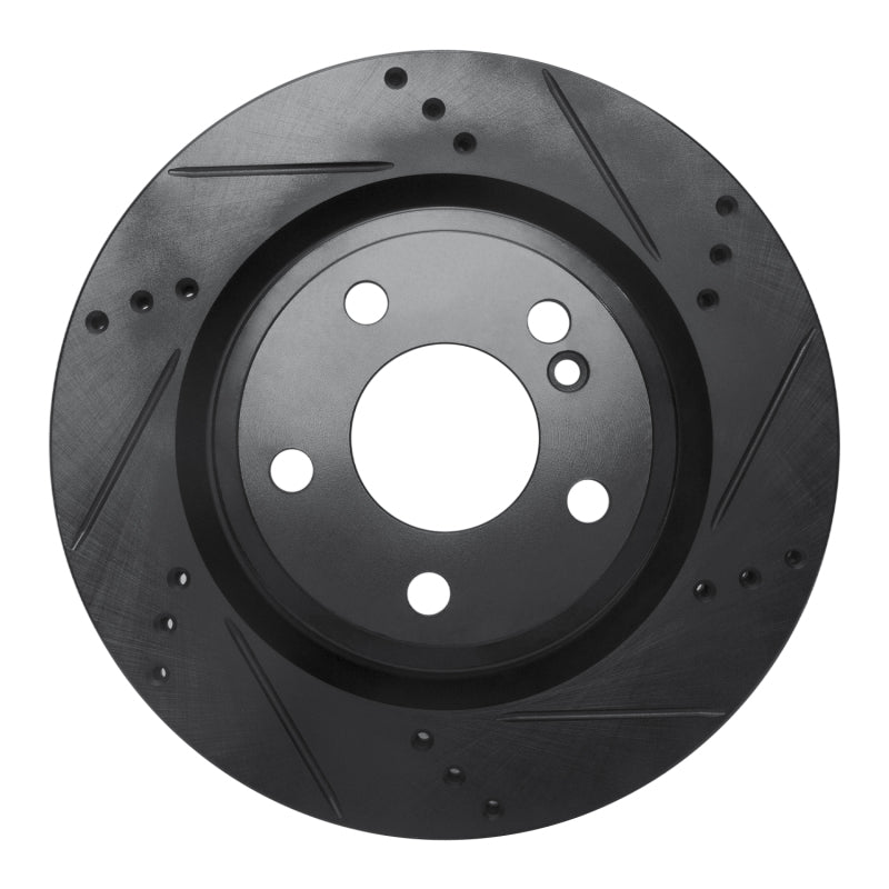 R1 Concepts 14-19 Mercedes-Benz CLA250 Rear Right Drilled & Slotted Black Brake Rotor