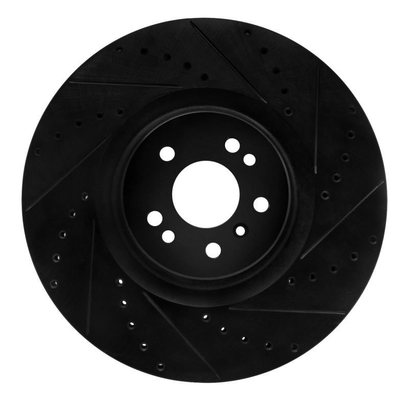 R1 Concepts 07-09 Mercedes-Benz GL320 Front Right Drilled & Slotted Black Brake Rotor