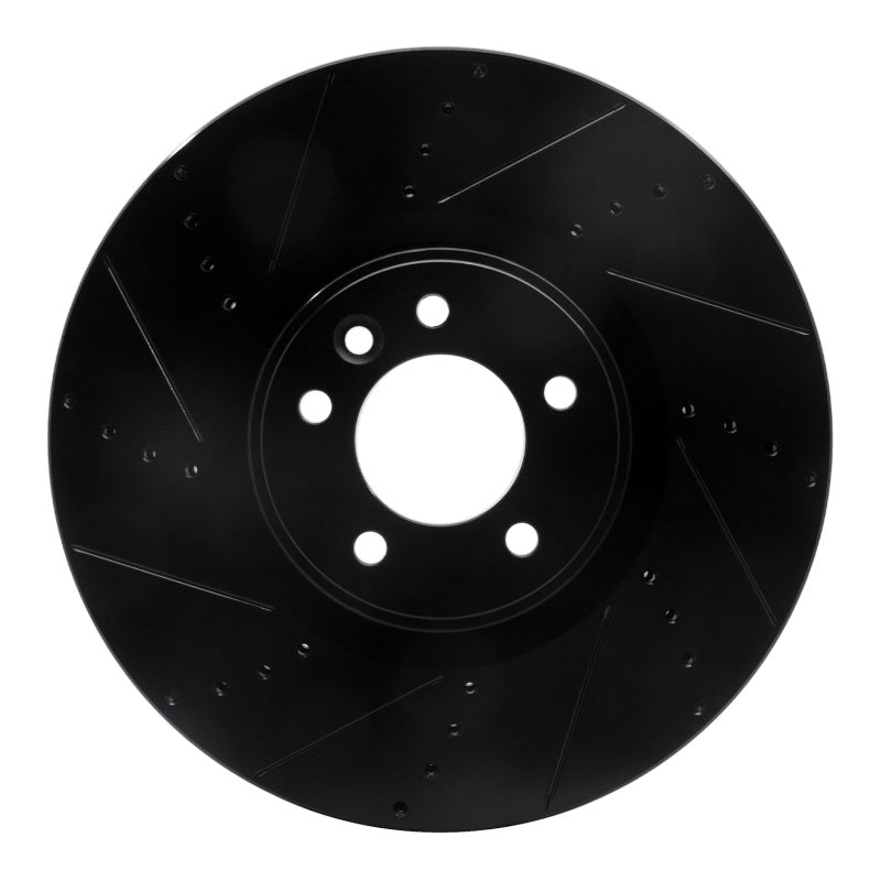 R1 Concepts 2010-2017 Land Rover Range Rover Front Left Drilled & Slotted Black Brake Rotor