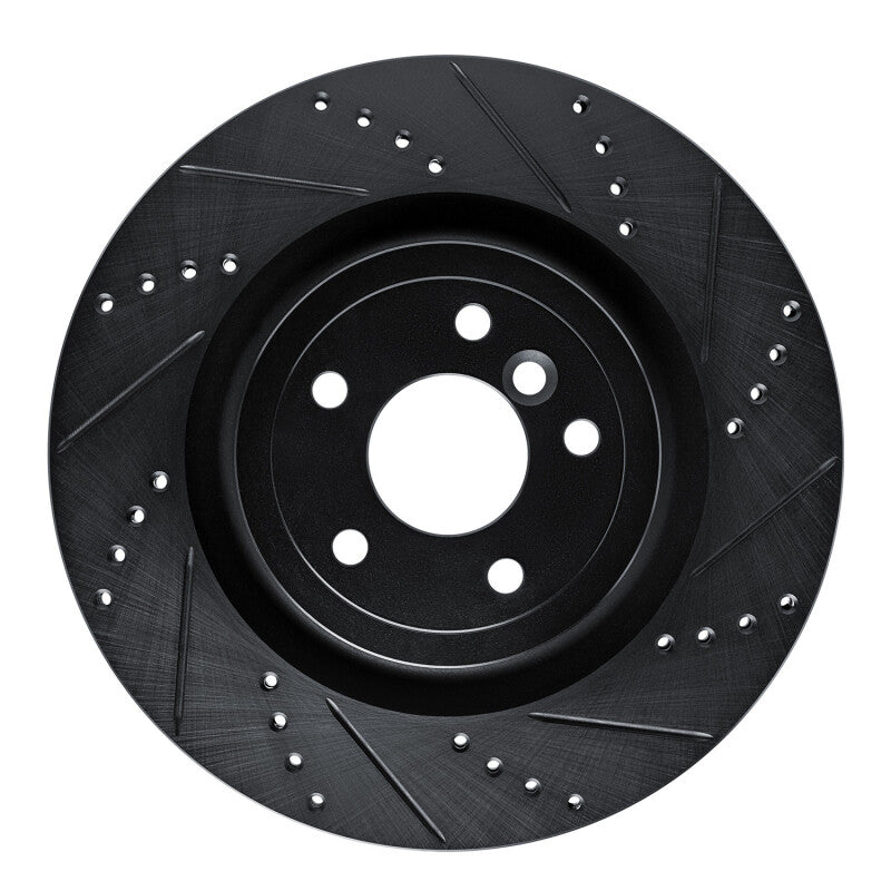 R1 Concepts 16-24 Jaguar XF Rear Right Drilled & Slotted Black Brake Rotor