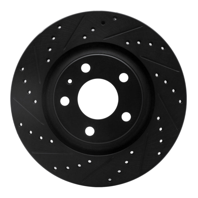 R1 Concepts 04-09 Audi S4 Rear Left Drilled & Slotted Black Brake Rotor