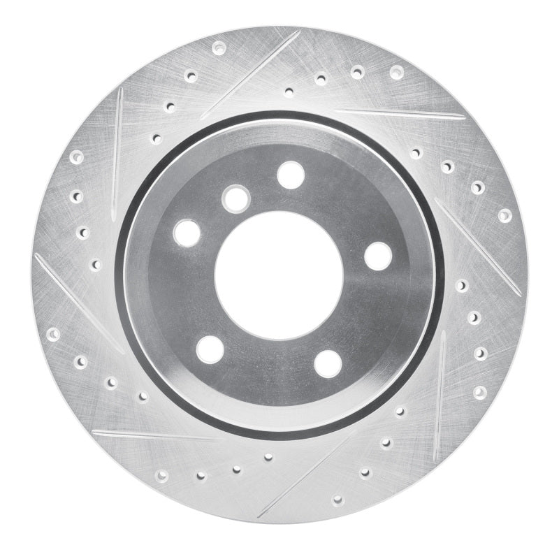 R1 Concepts 06-10 BMW 530XI Rear Left Drilled & Slotted Silver Brake Rotor