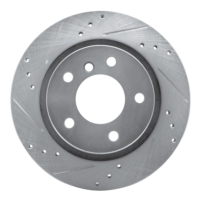R1 Concepts 2003-2008 BMW Z4 Rear Left Drilled & Slotted Silver Brake Rotor