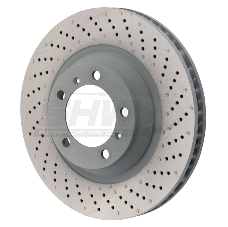 SHW Performance 15-16 Porsche 911 Carrera 4 GTS w/o Ceramics Right Frt Drill-Dimp MB Brake Rotor (99135140401)