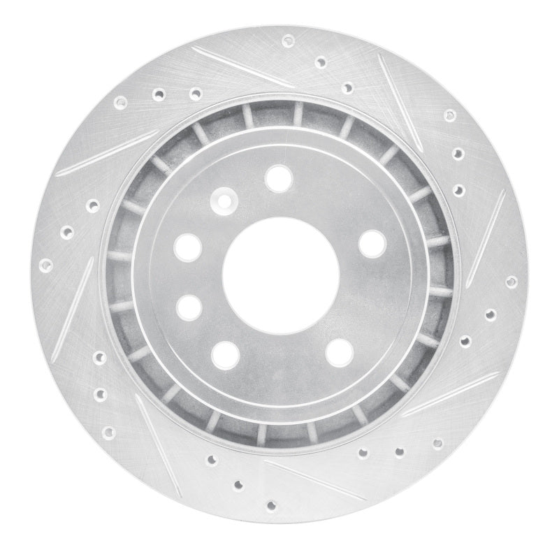 R1 Concepts 2002-2010 Saab 9-5 Rear Right Drilled & Slotted Silver Brake Rotor