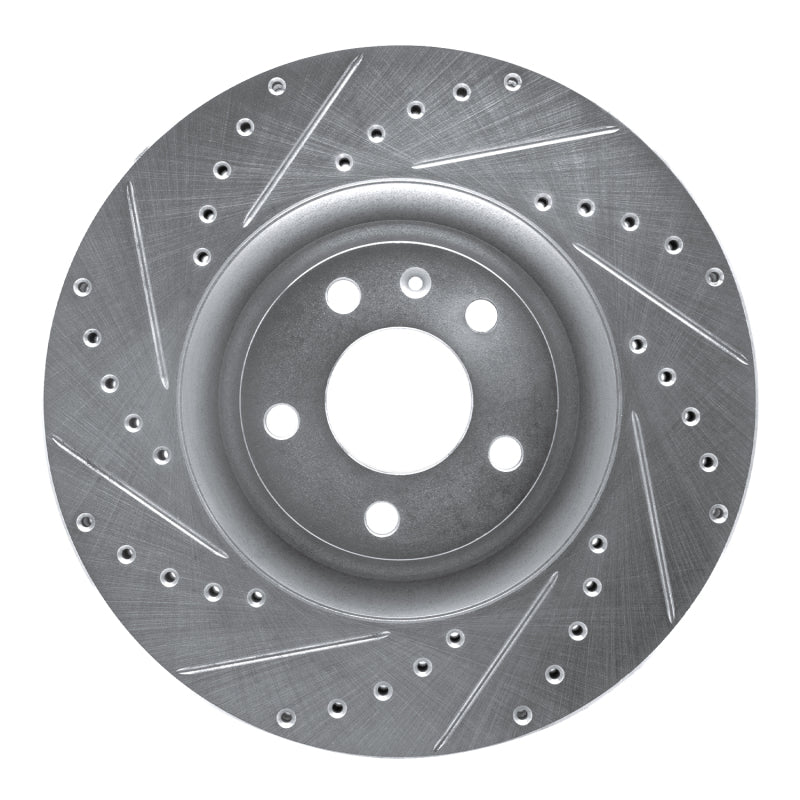 R1 Concepts 04-09 Audi S4 Front Left Drilled & Slotted Silver Brake Rotor