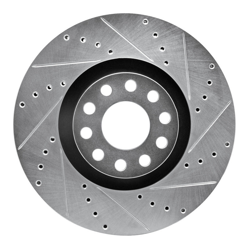 R1 Concepts 00-03 Audi A8 Front Right Drilled & Slotted Silver Brake Rotor