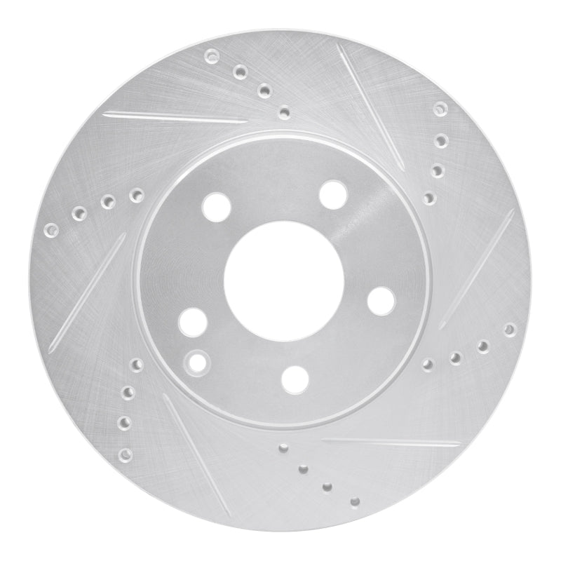 R1 Concepts 03-09 Mercedes-Benz E350 Front Right Drilled & Slotted Silver Brake Rotor